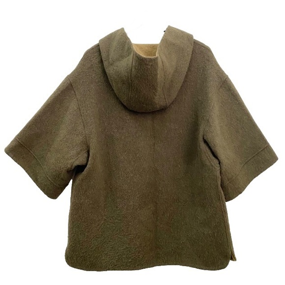ALPACA INTERNATIONAL Olive Green Baby Alpaca/Wool Blend Hooded Poncho Sweater M - Picture 5 of 16